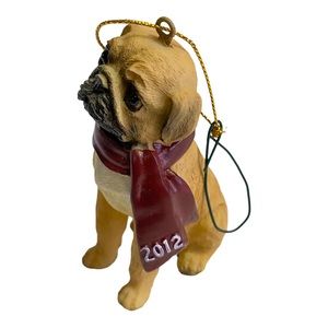 Pug Dog Pet in scarf Holiday Ornament 2012